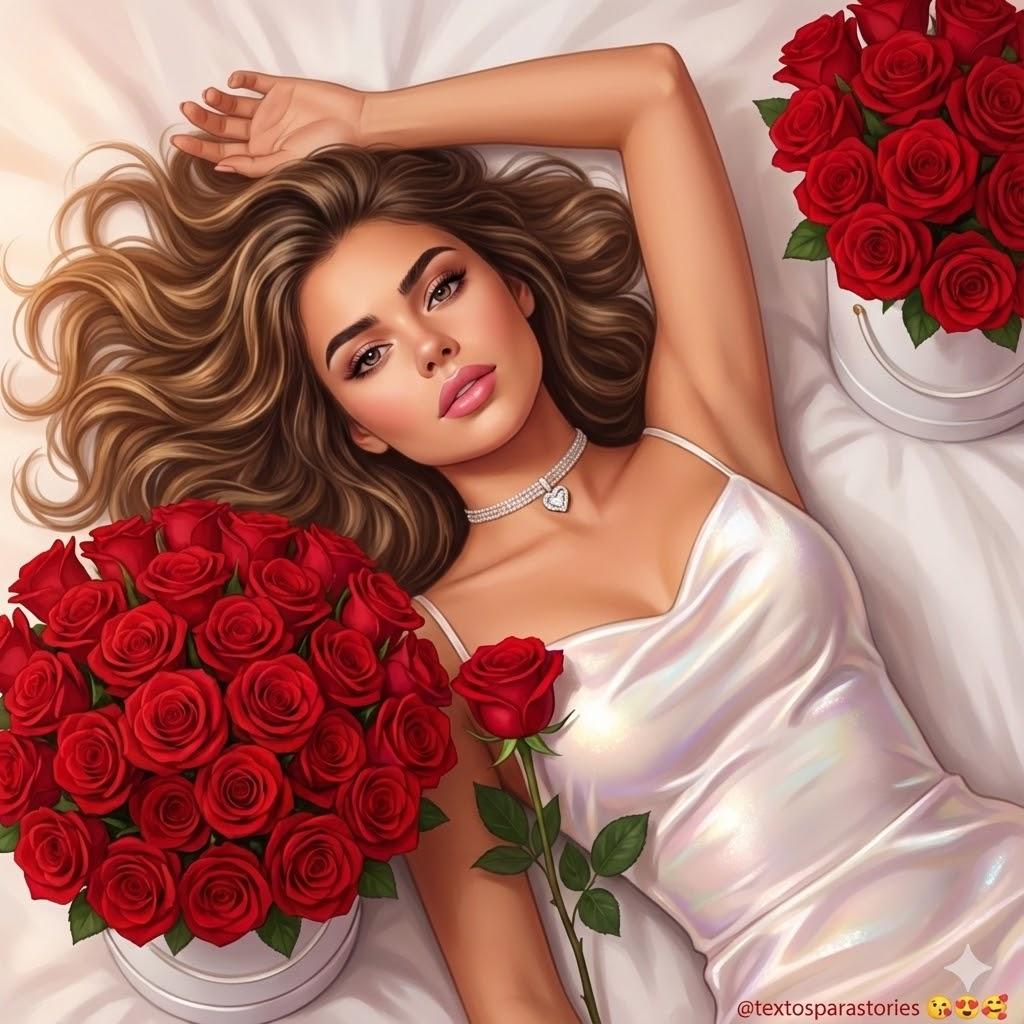 Mulher Sensual Flores Vermelhas